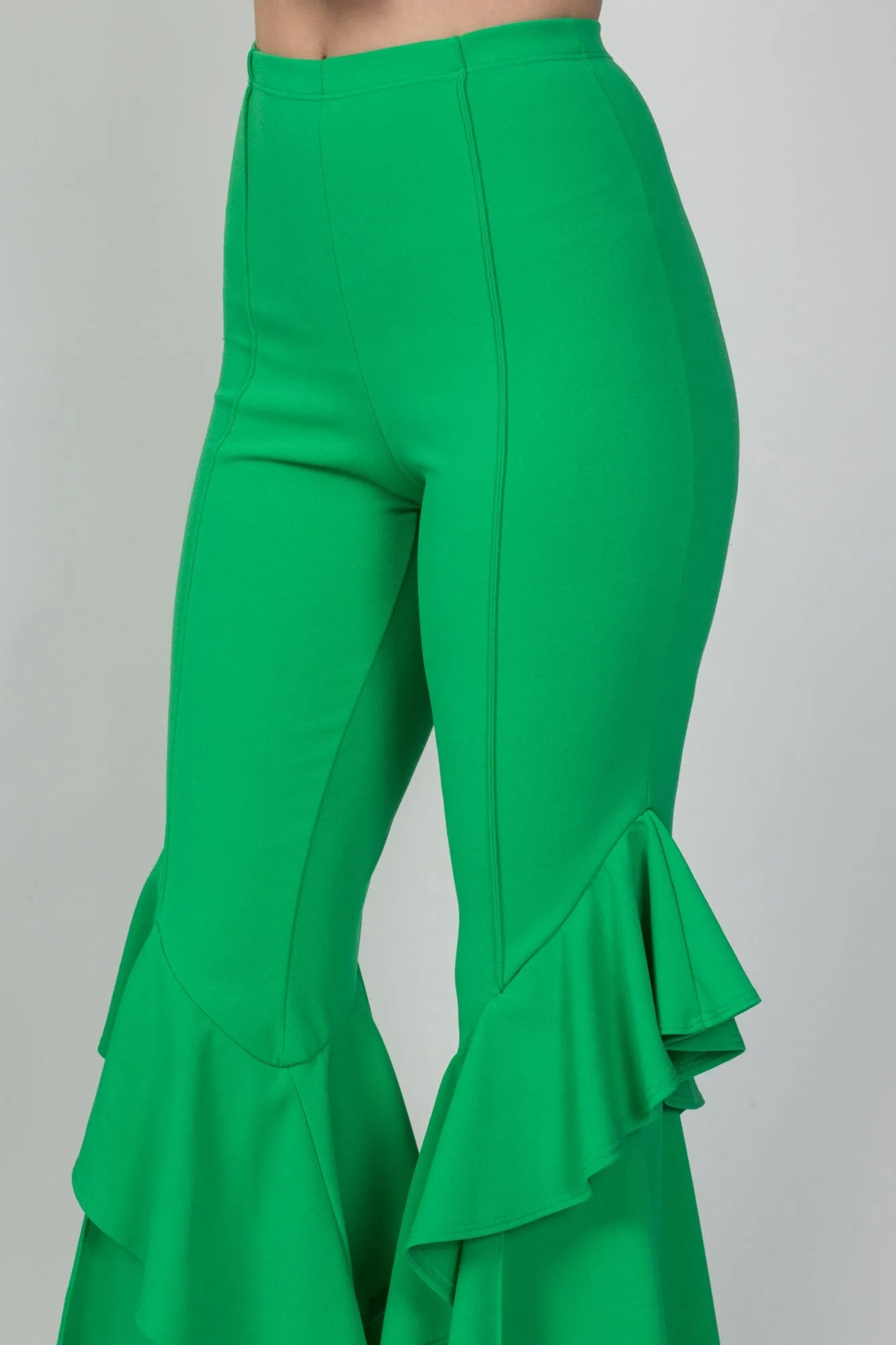 90s Y2K Does 70s Frog Green Hippie Bell Bottoms - Small