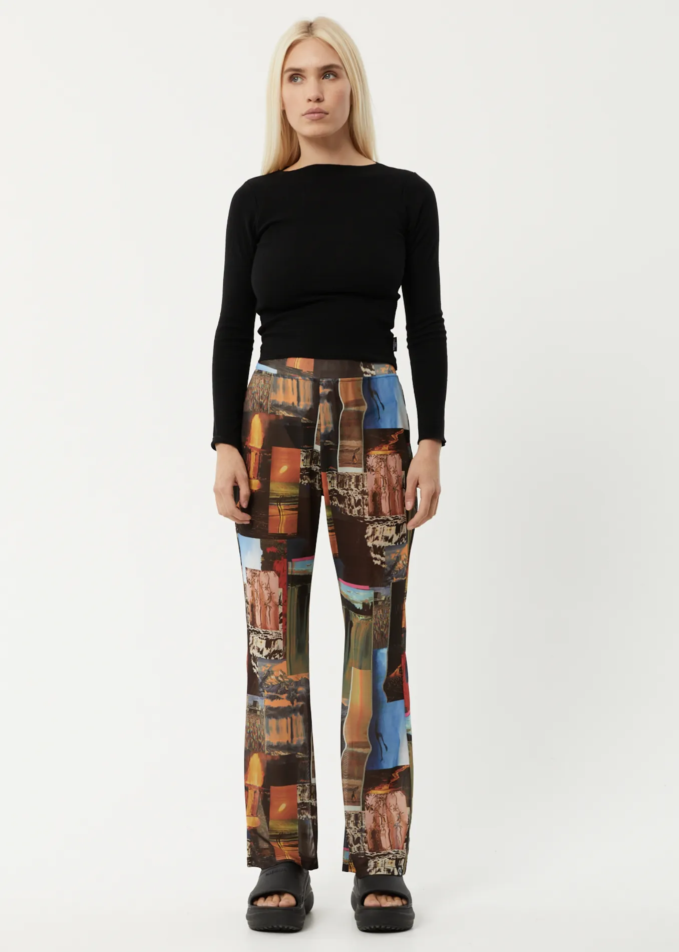 AFENDS Womens Boulevard - Sheer Flared Pants - Multi