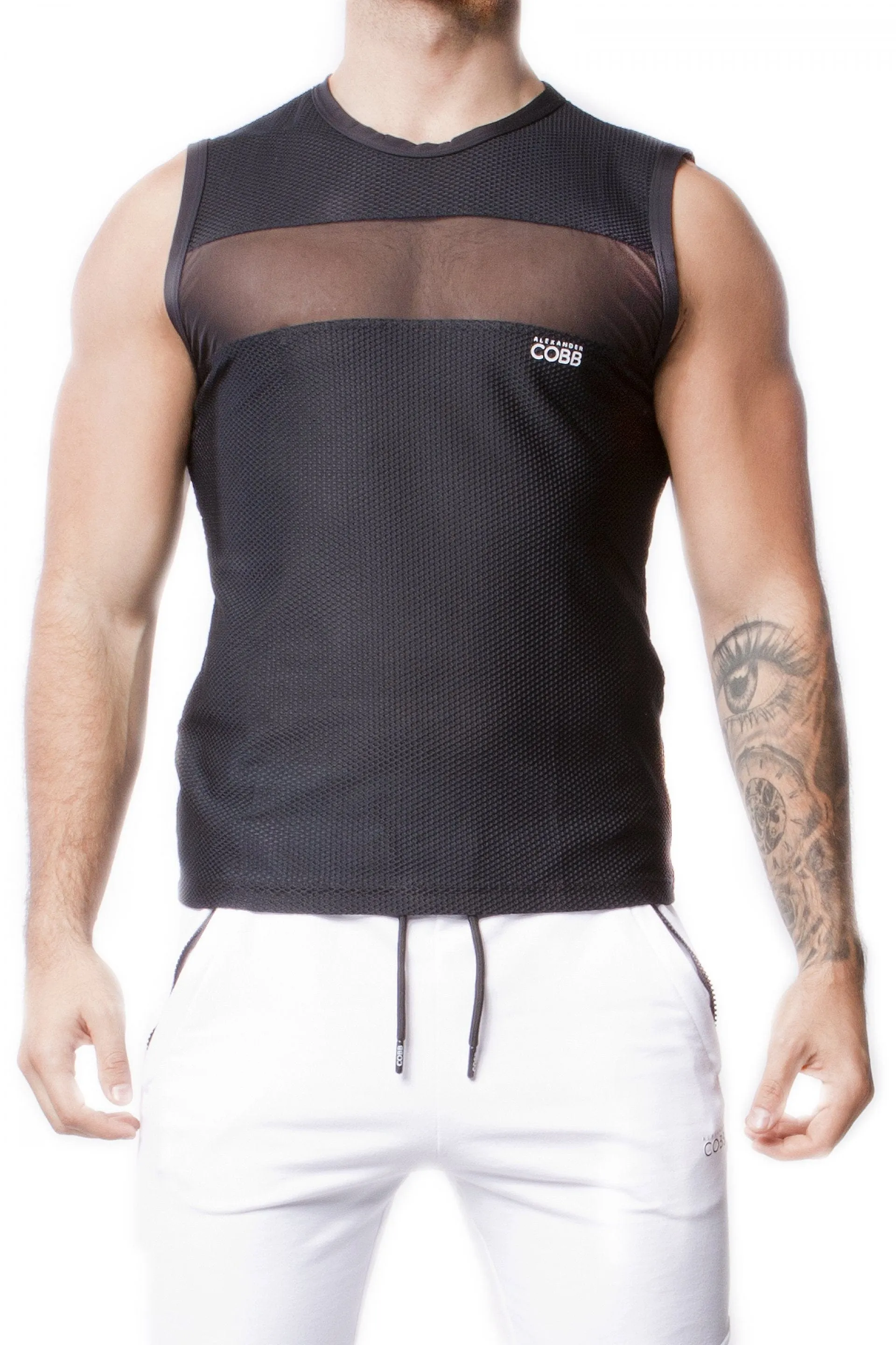 ALEXANDER COBB TANK TOP MESH BLACK