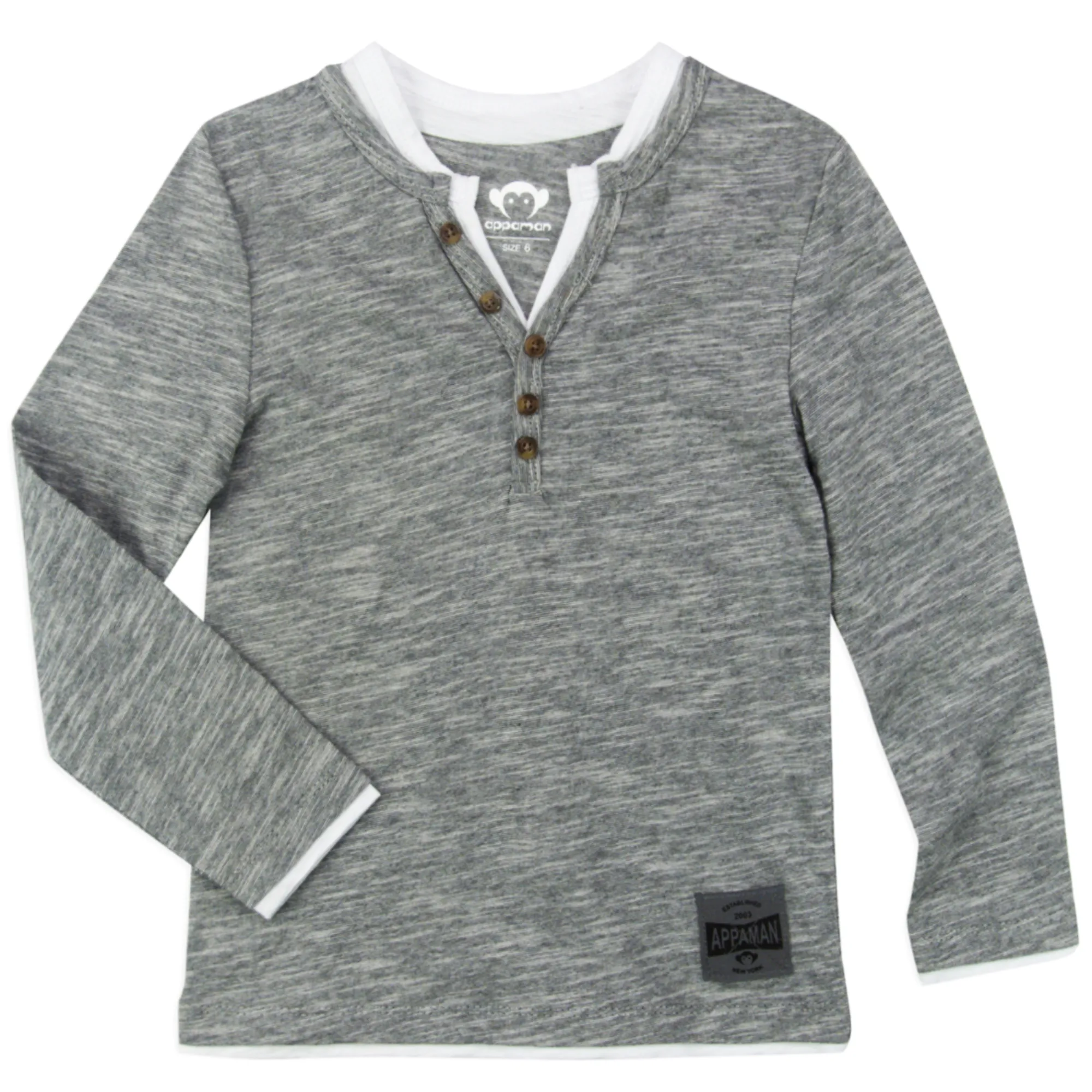 Appaman - Camden Long Sleeve Henley in Grey Scale Stripe