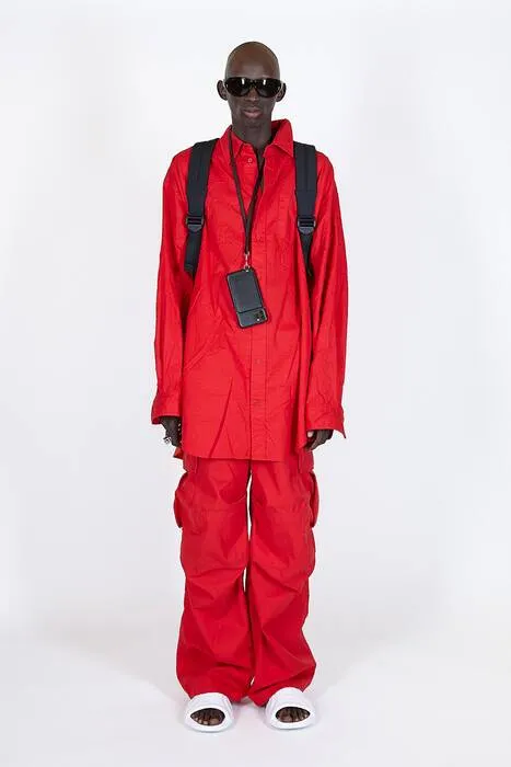 Balenciaga SS21 Oversized Red Soft Cargos