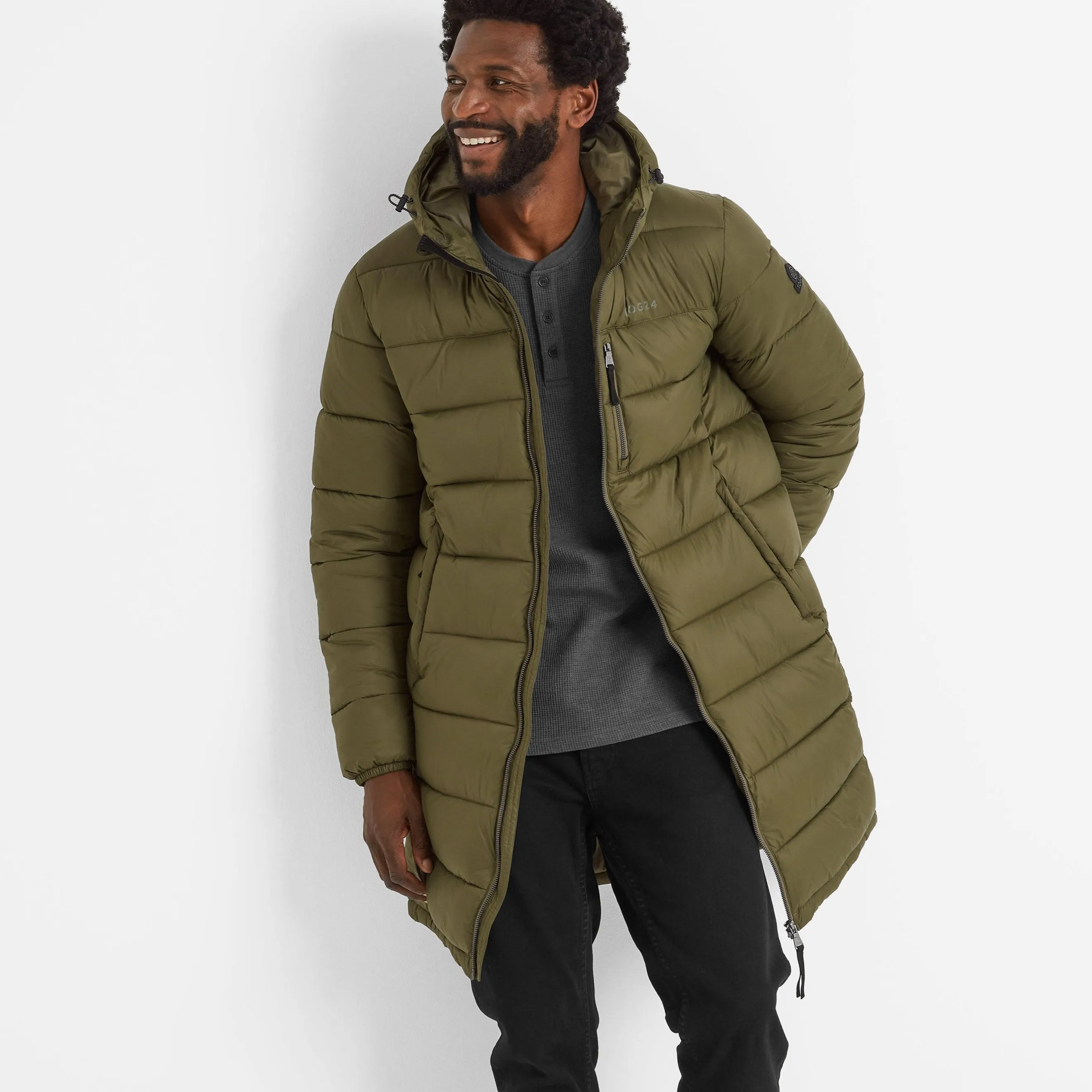 Barnby Mens Long Padded Jacket - Khaki