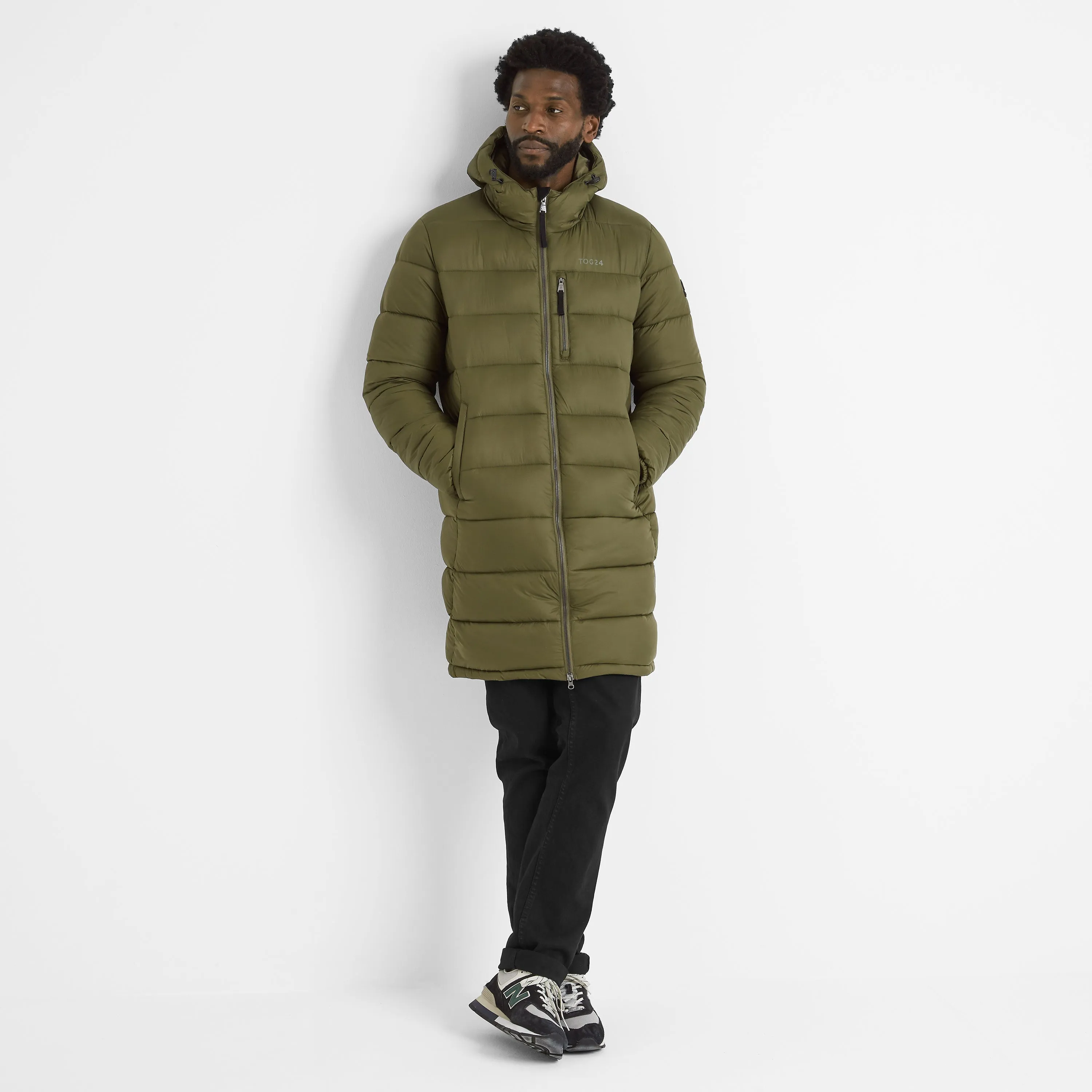 Barnby Mens Long Padded Jacket - Khaki