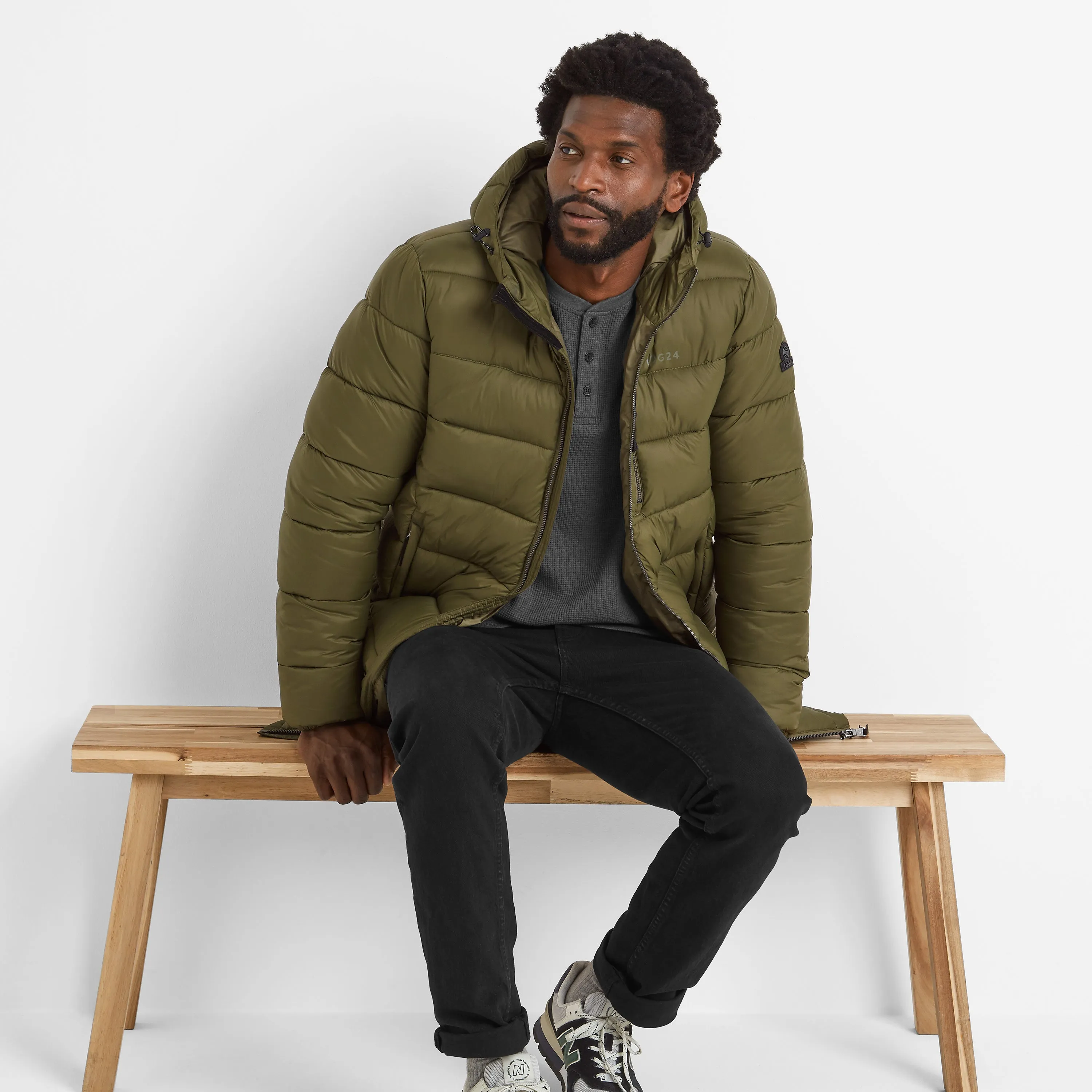 Barnby Mens Long Padded Jacket - Khaki