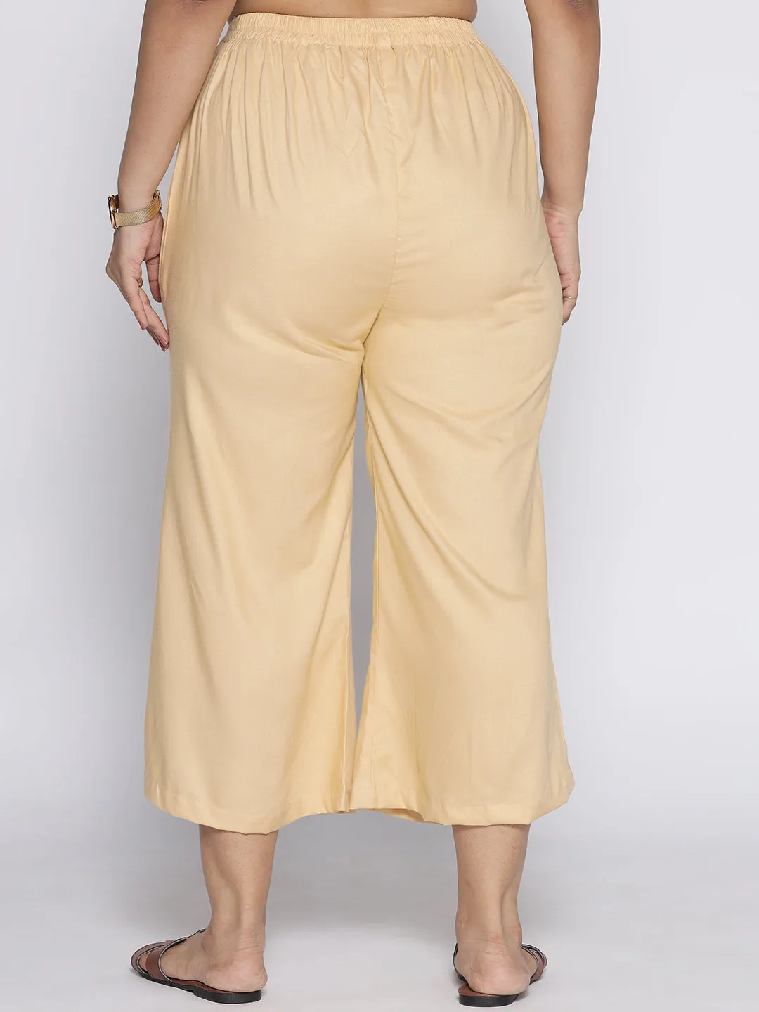 Beige Rayon Culottes