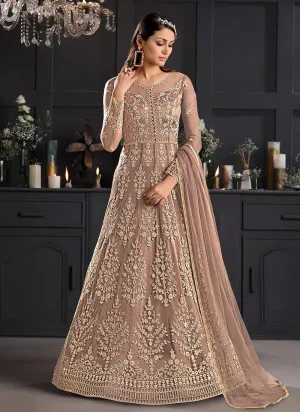 Biscotti Beige Embroidered Indian Designer Anarkali