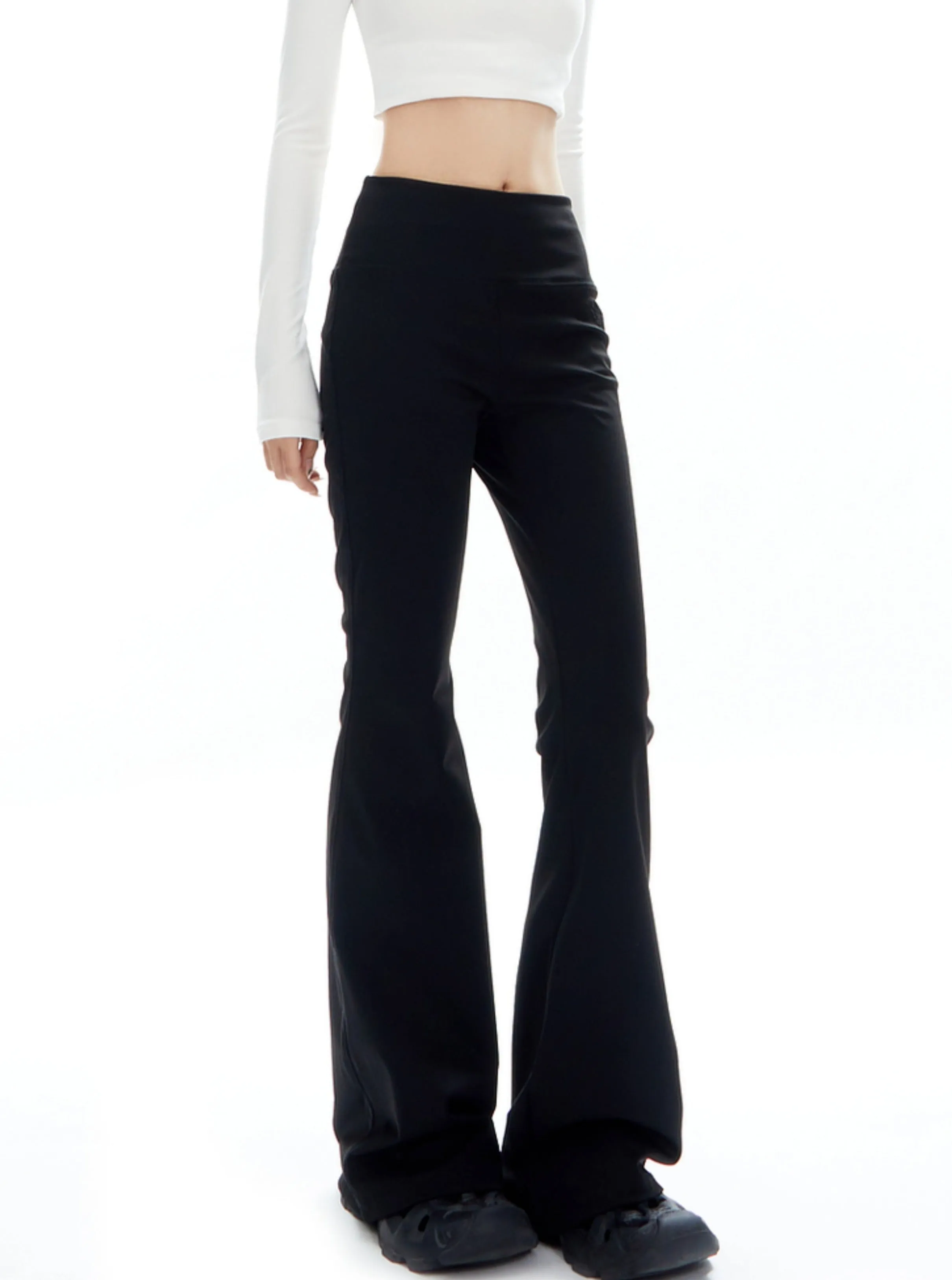 Black High-Waisted Flared Pants