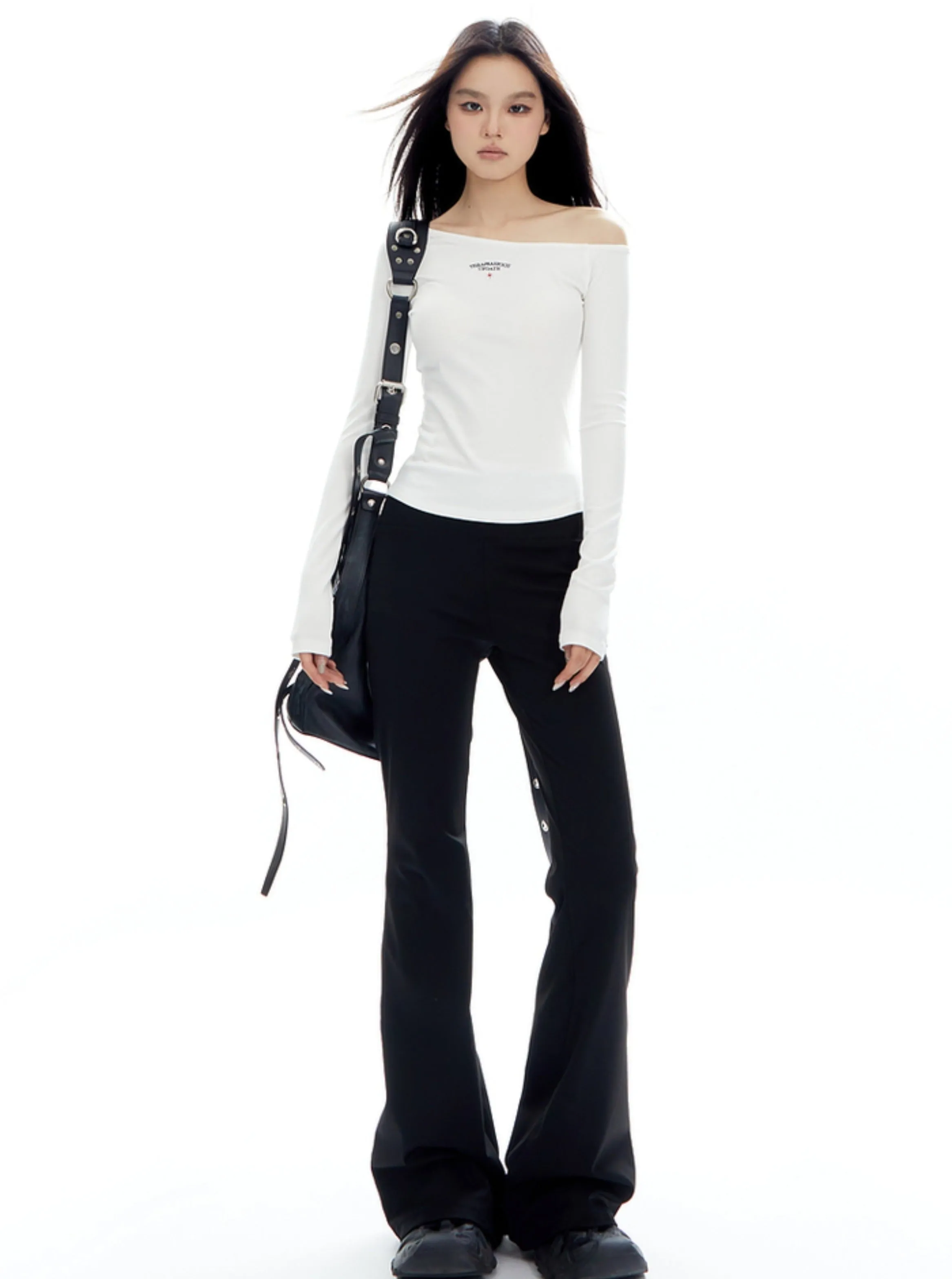 Black High-Waisted Flared Pants