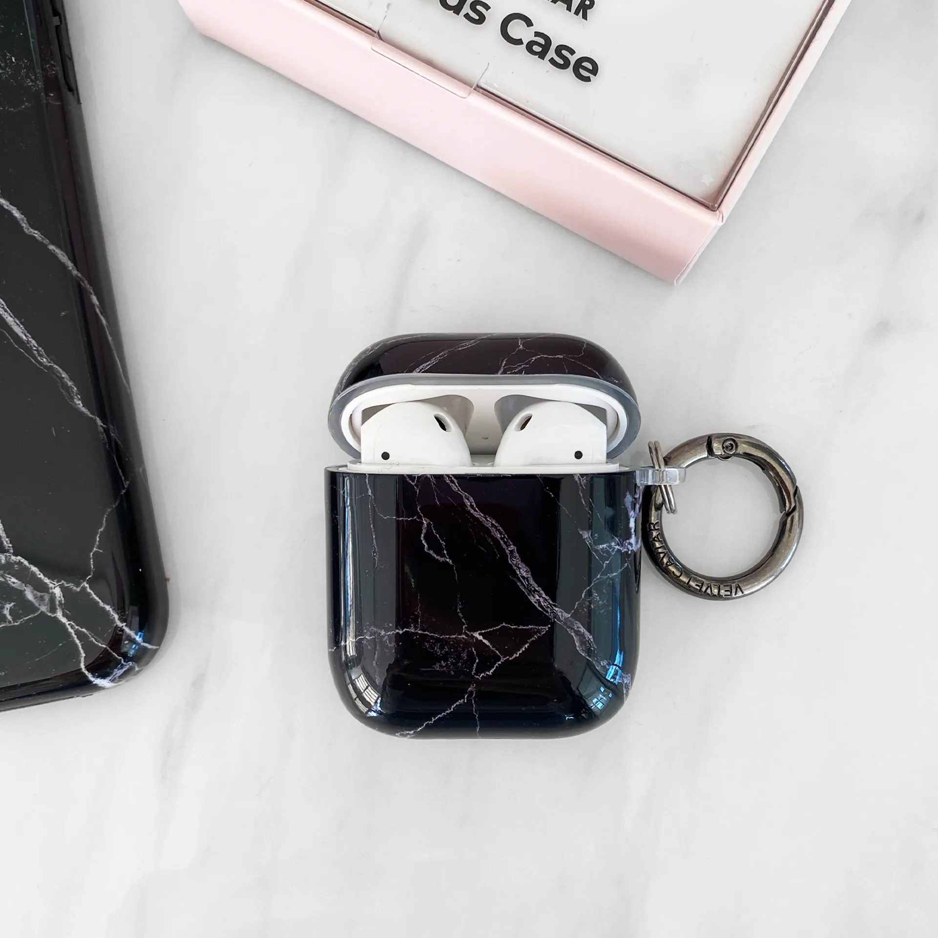 Black Marble Airpods Case