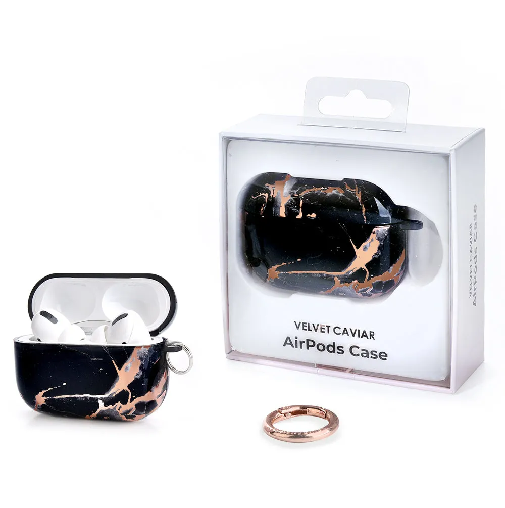 Black Marble Rose Gold Chrome AirPods Case