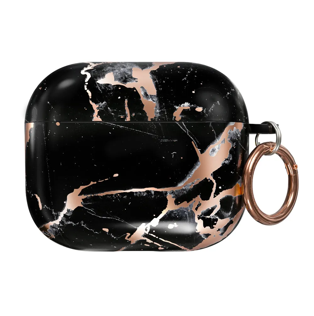 Black Marble Rose Gold Chrome AirPods Case