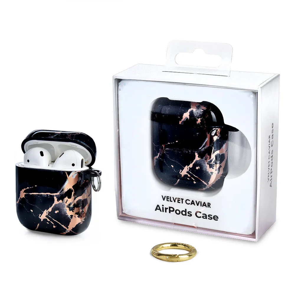 Black Marble Rose Gold Chrome AirPods Case