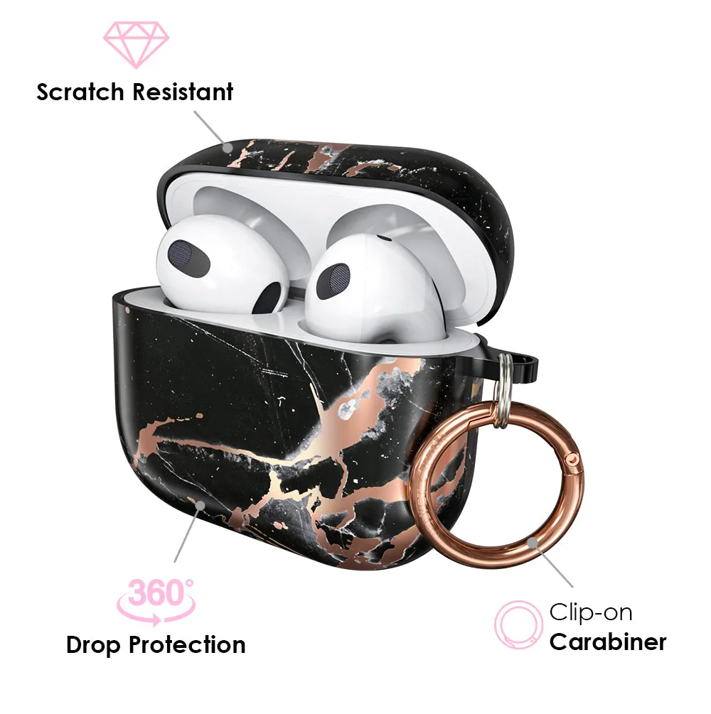 Black Marble Rose Gold Chrome AirPods Case