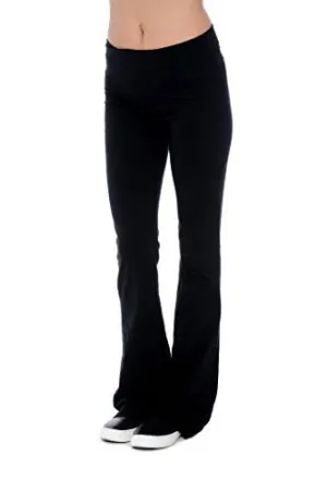 Black Plus Size Clothes Effect Woman Fold-Over Waist Flared Legs Yoga Pants