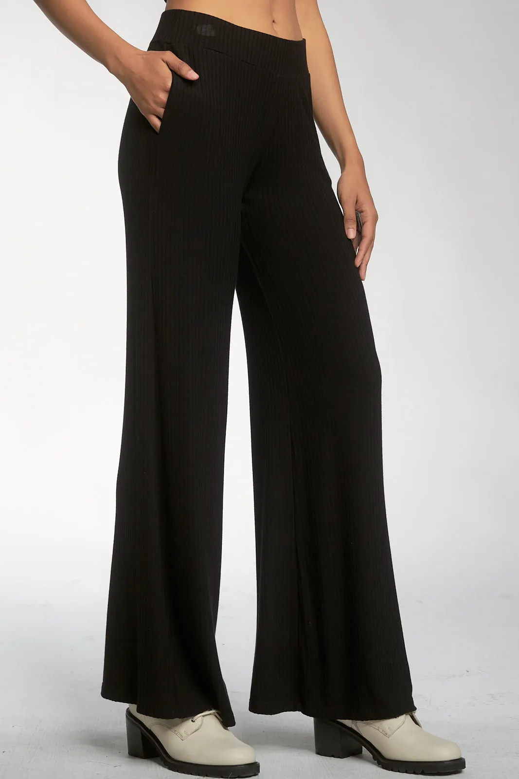 Black Ribbed Flared Pant