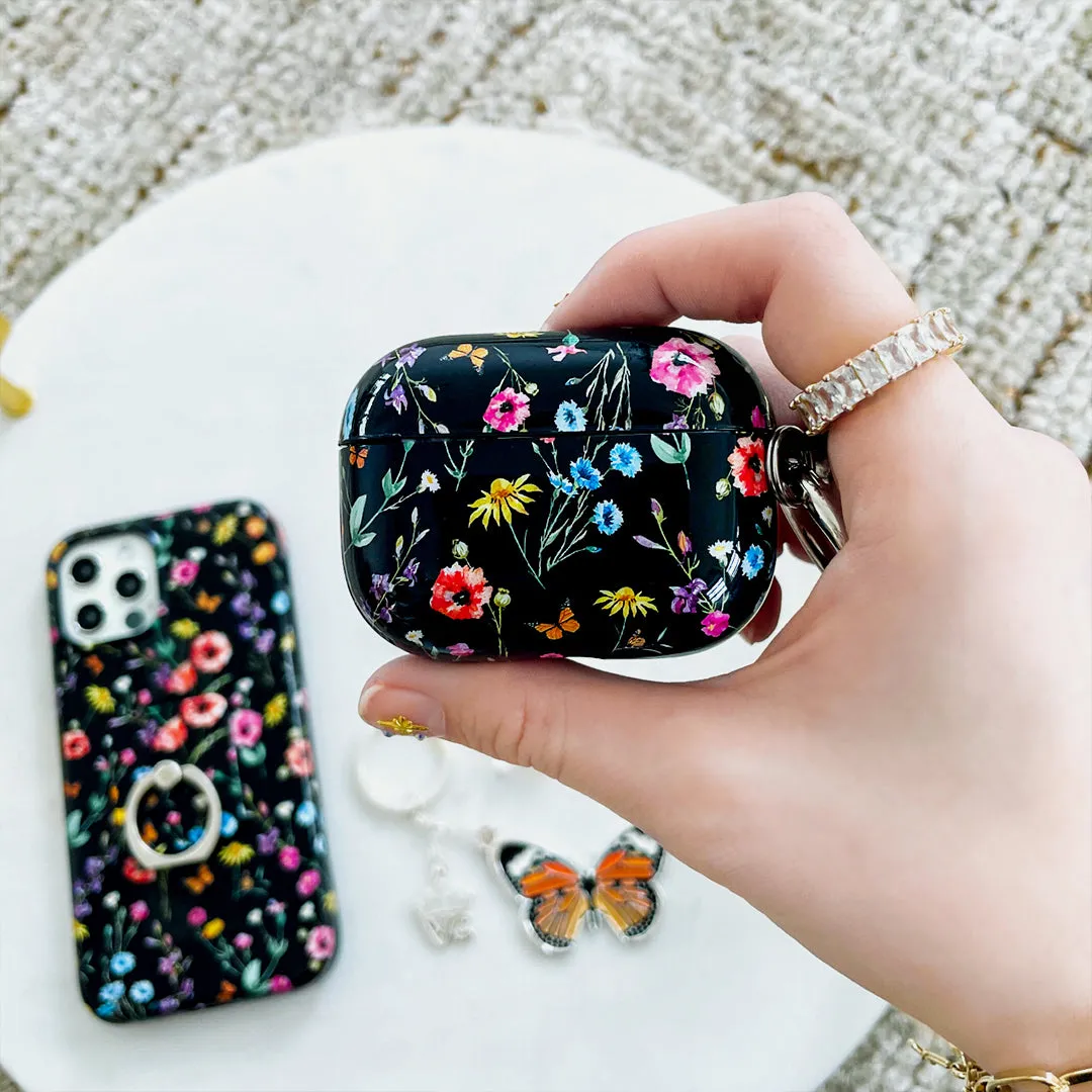 Black Wildflower AirPod Case