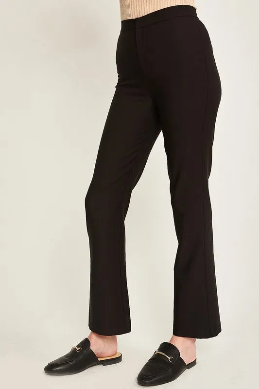 Black Woven Solid Long Flared Pants