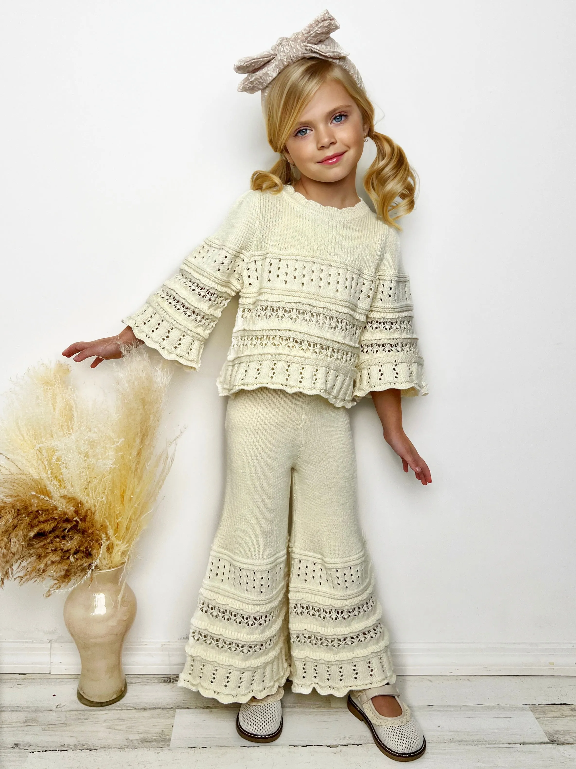 Boho Girl Chic Crochet Pants Set