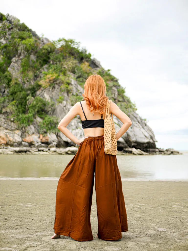 Brown Wide Leg Palazzo Pants