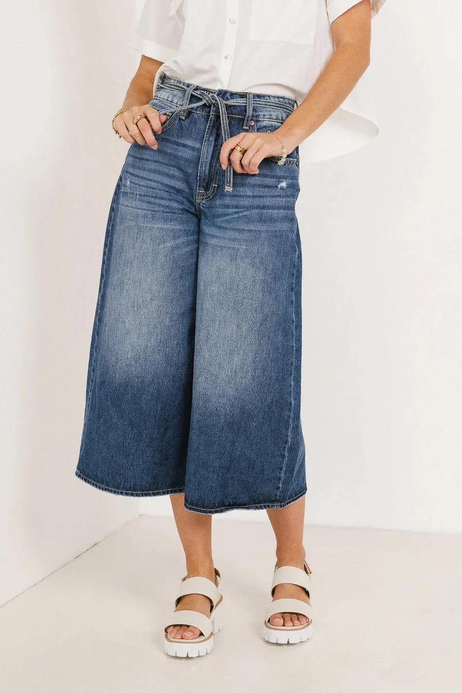 Bruce Culottes in Medium Wash - FINAL SALE