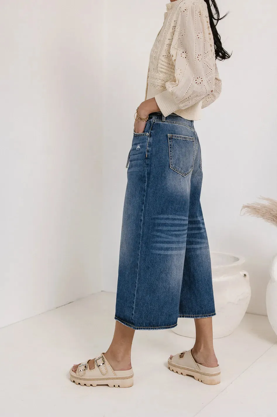 Bruce Culottes in Medium Wash - FINAL SALE