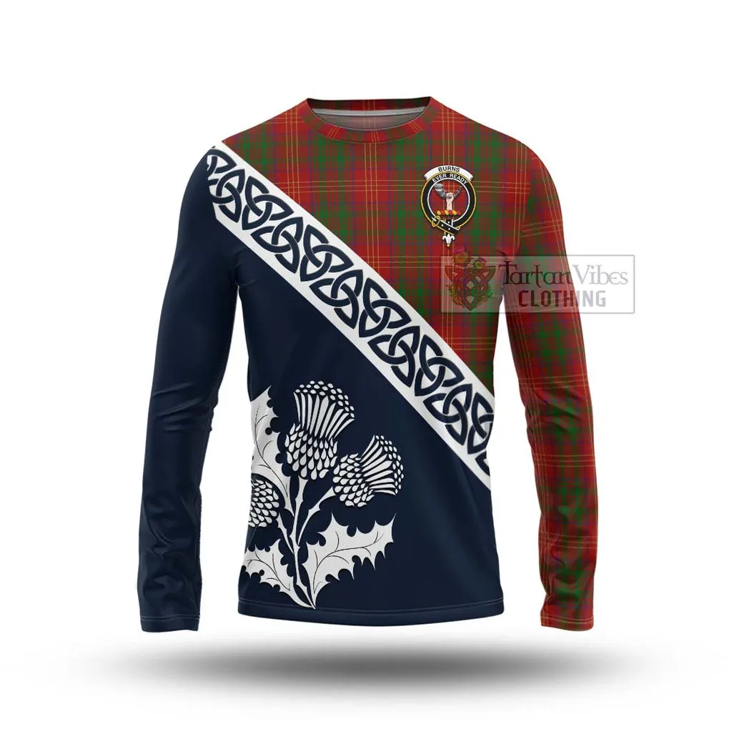 Burns Tartan Long Sleeve T-Shirt Featuring Thistle and Scotland Map