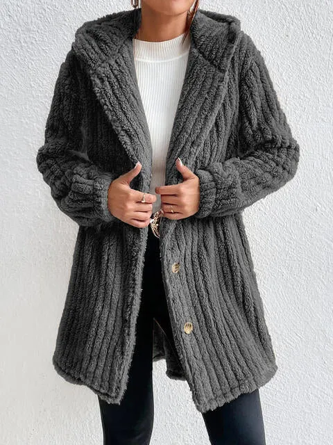 Button Down Hooded Coat