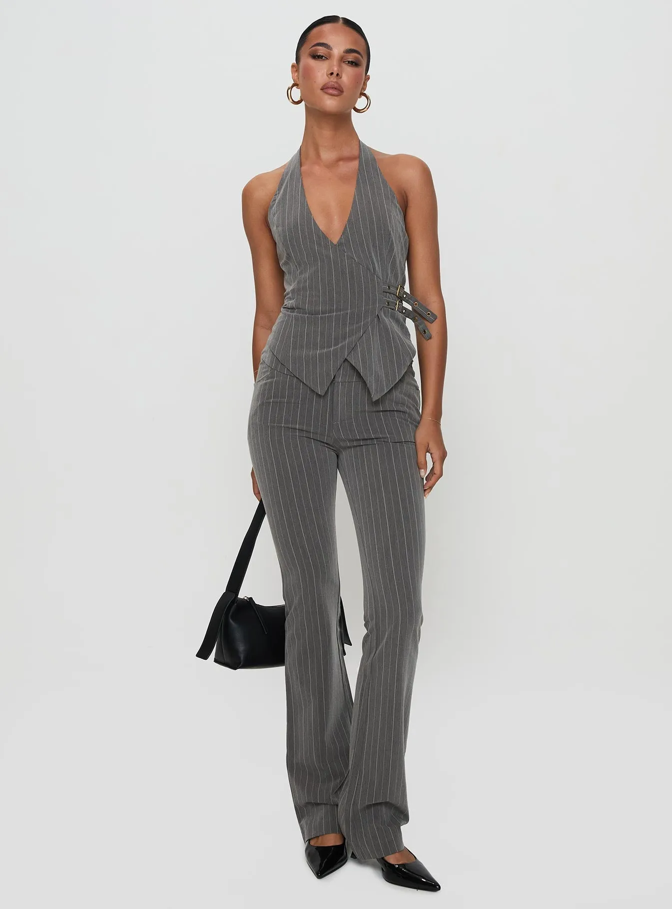 Calexico Buckle Pant Grey Pinstripe