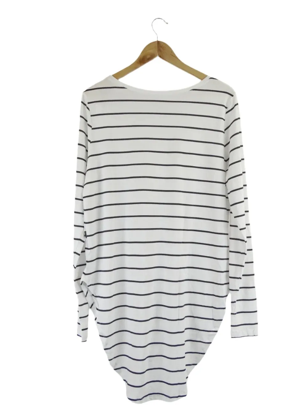 Casa Amuk White and Navy Striped Cotton Long Sleeve Teardrop T-Shirt 8 | BNWT