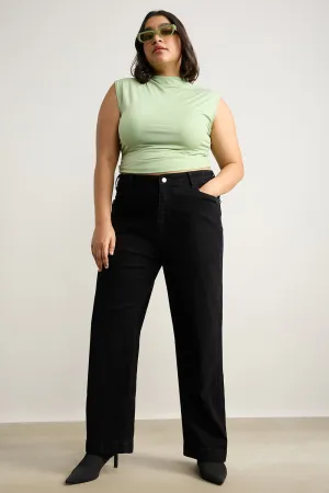 Charcoal Charm High Waist Straight Jeans