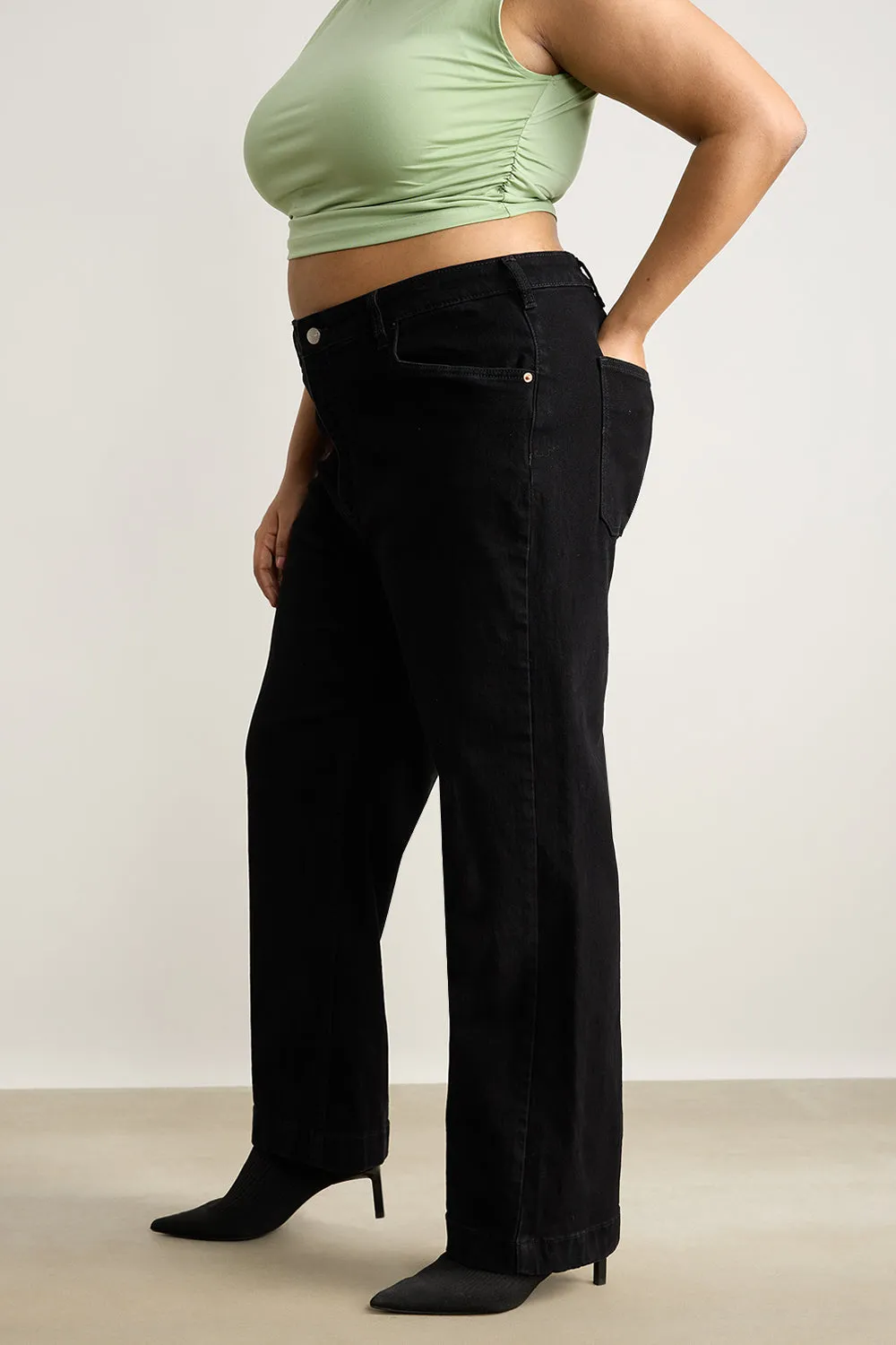 Charcoal Charm High Waist Straight Jeans