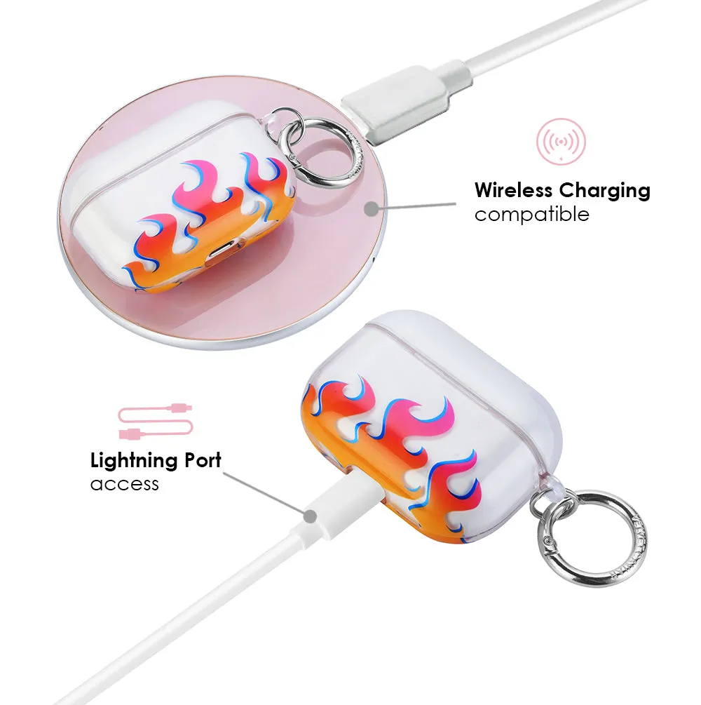 Clear Flames Airpods Case