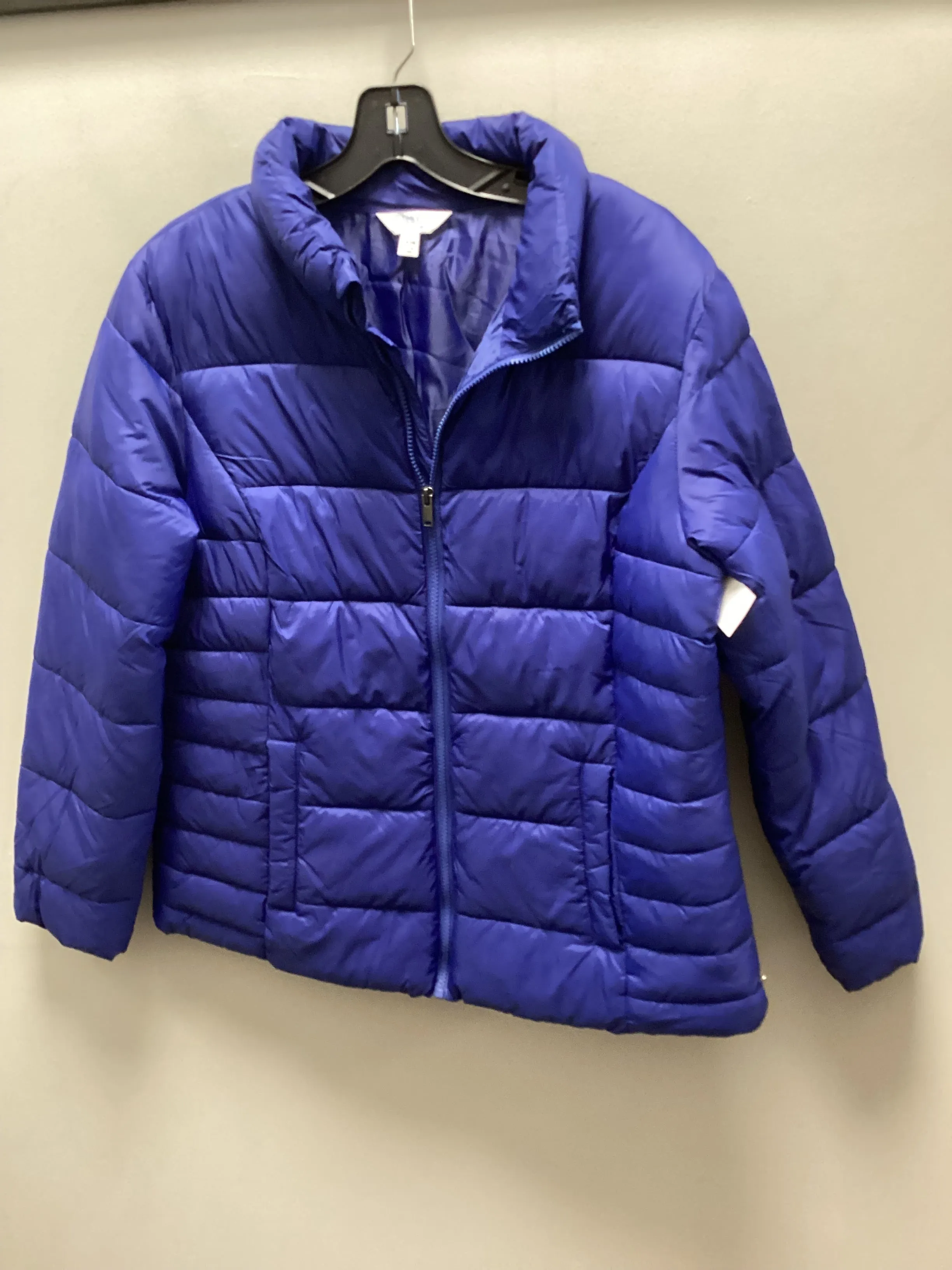 Coat Puffer & Quilted By Time And Tru In Blue, Size: L