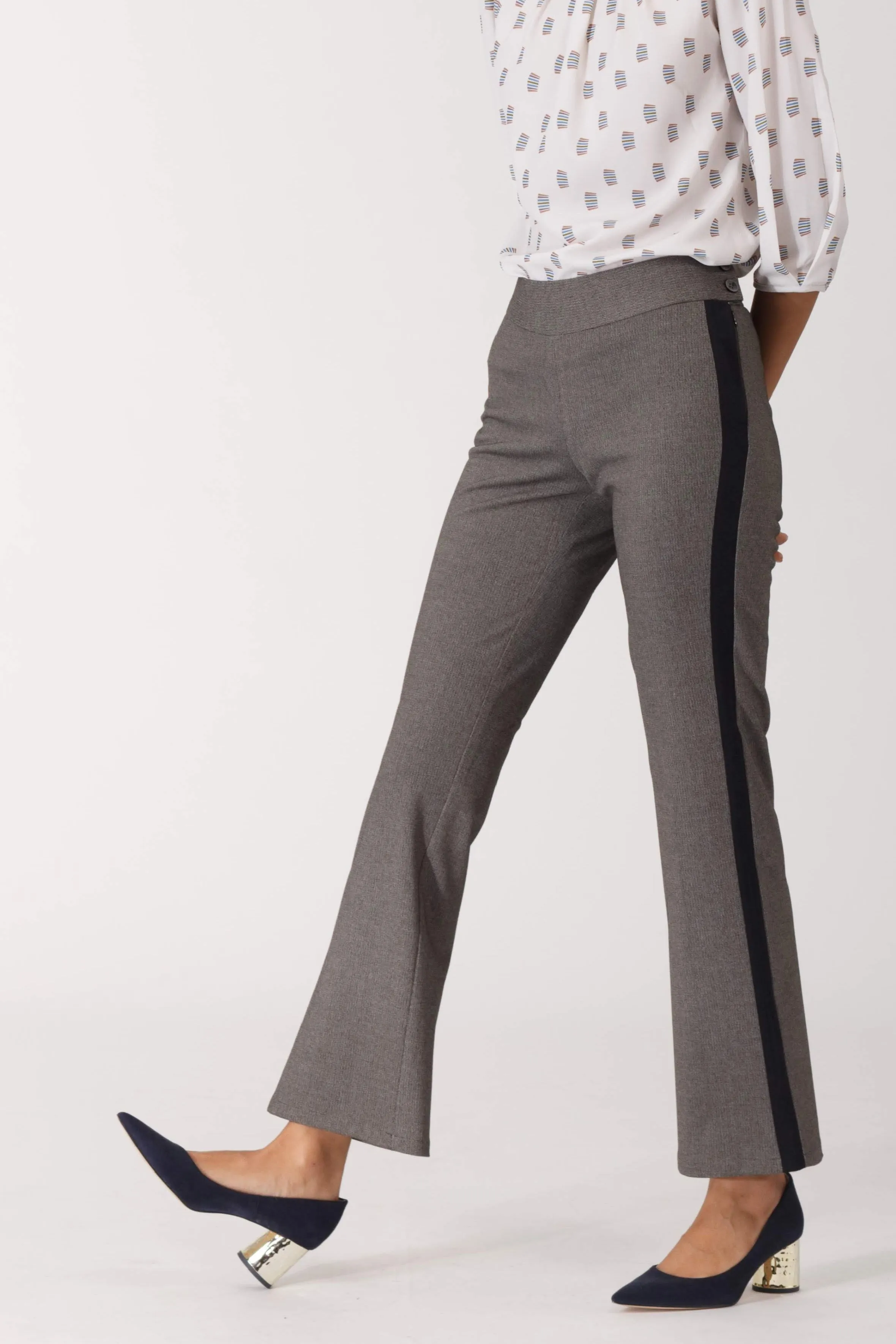 Contrast Panel Flared Pants