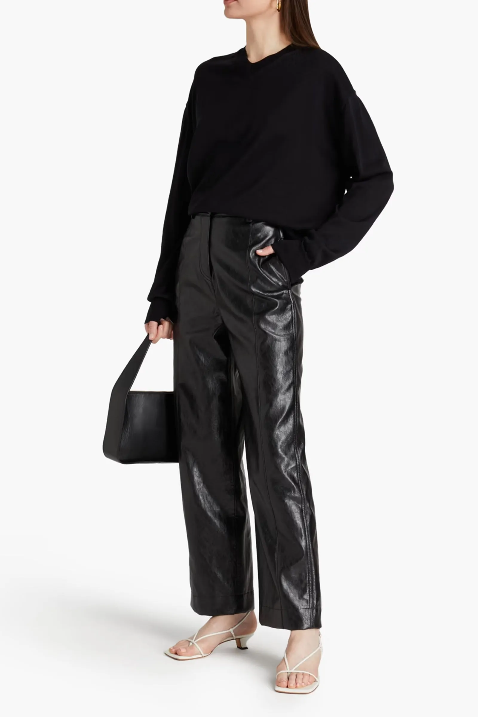 Crinkled Faux Leather Straight-leg Pants