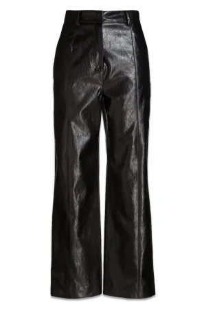 Crinkled Faux Leather Straight-leg Pants