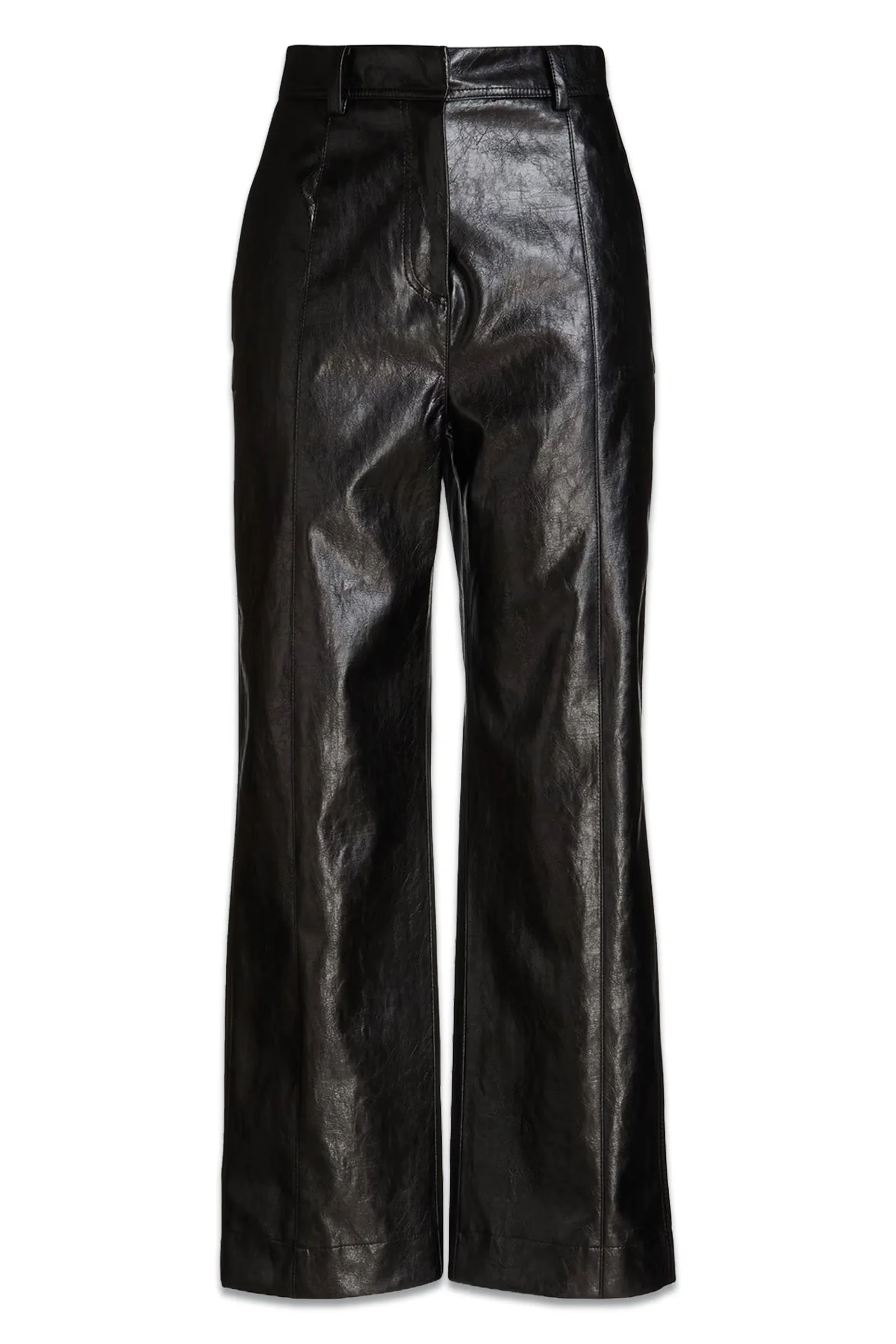 Crinkled Faux Leather Straight-leg Pants