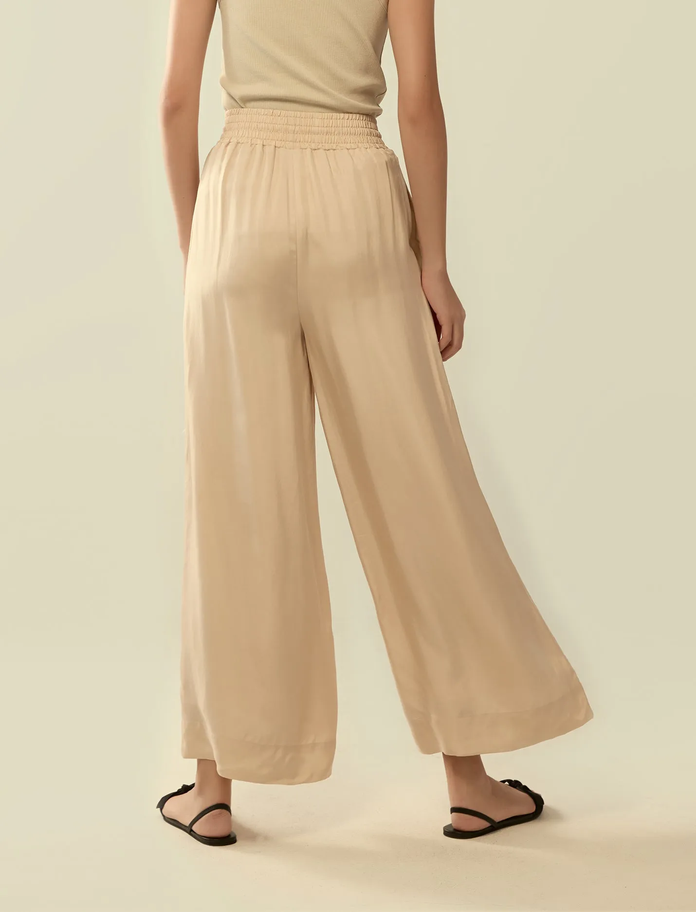 cupro drawstring flared pants