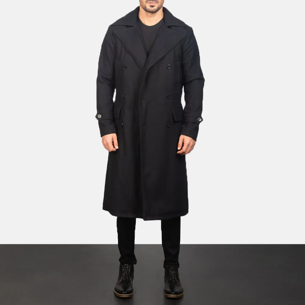 Detective Black Wool Coat