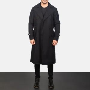 Detective Black Wool Coat