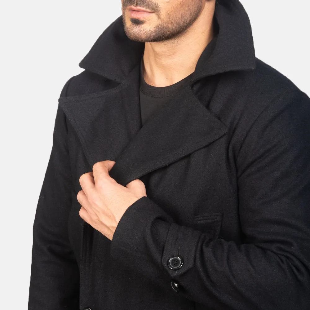 Detective Black Wool Coat