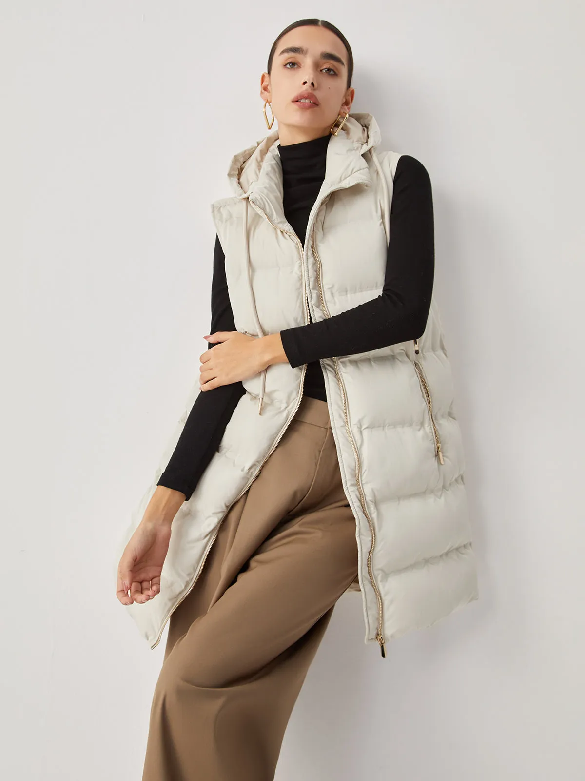 Double Pockets Hooded Trendy Quilted Puffer Longline Coat