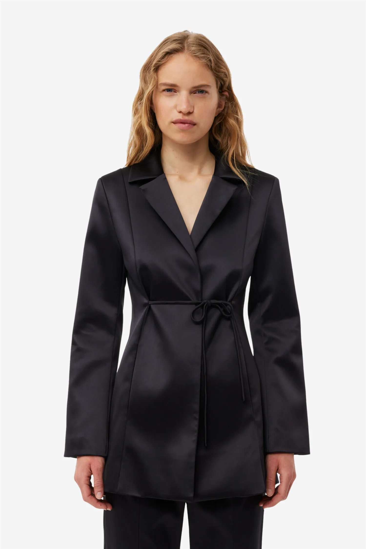 Double Satin Tiestring Blazer Black