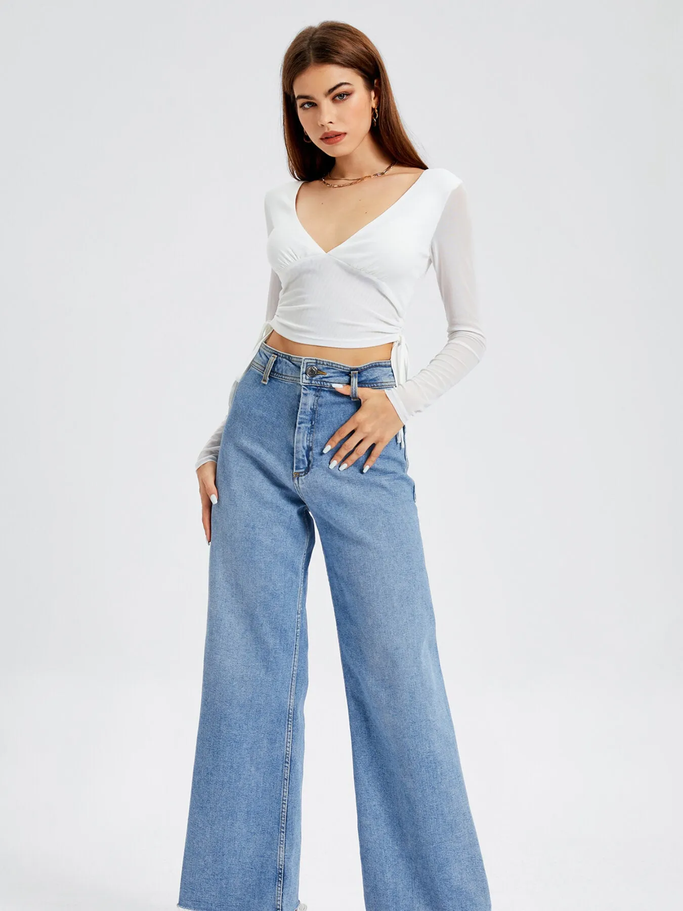 Drawstring Tie Side Crop Top