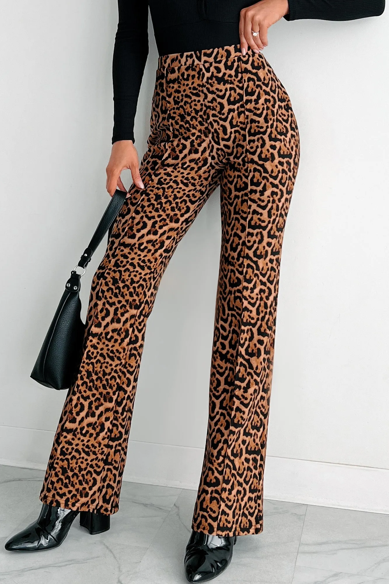 Feeling Ferocious Leopard Print Flare Pants (Leopard)