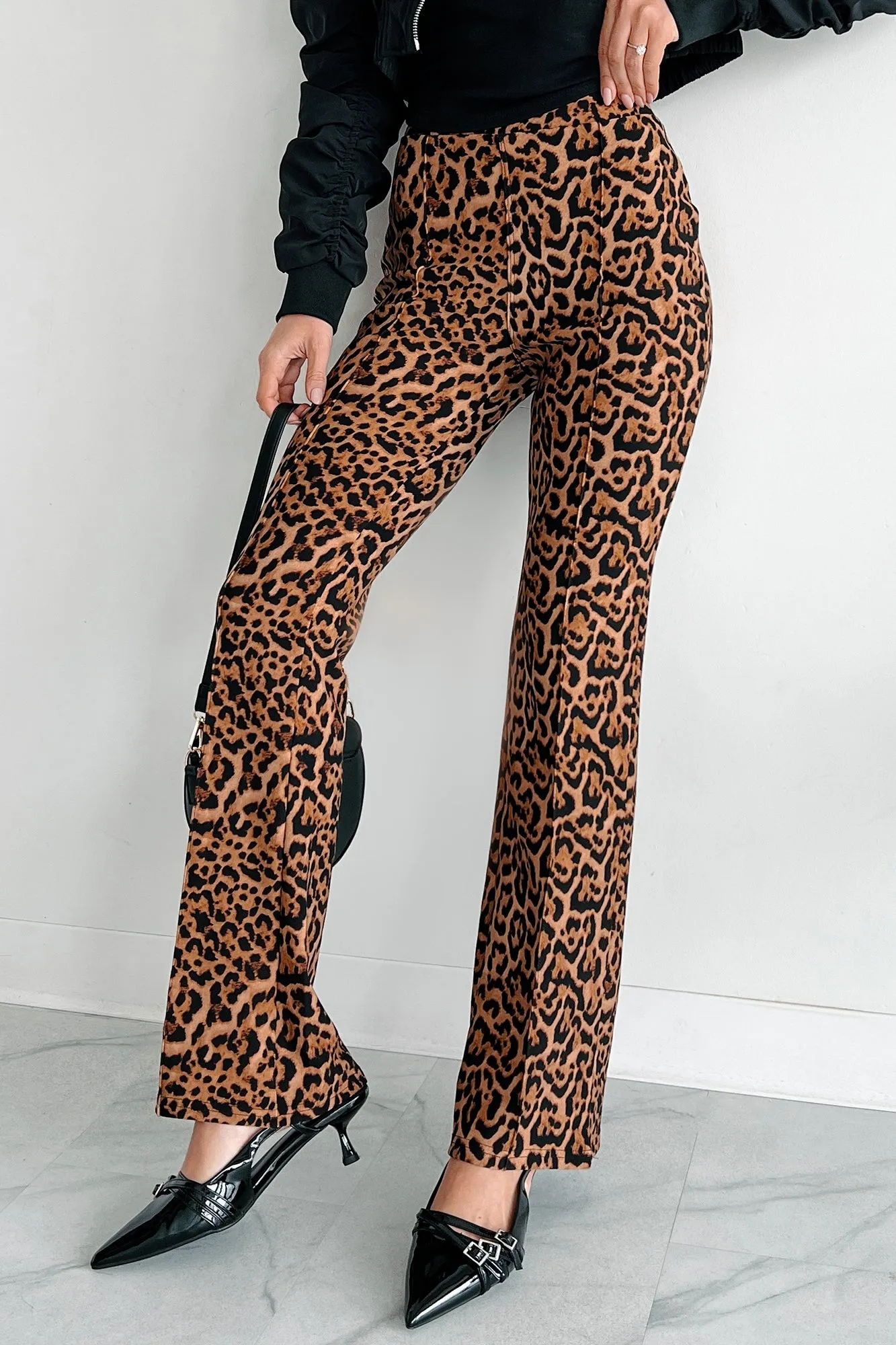 Feeling Ferocious Leopard Print Flare Pants (Leopard)