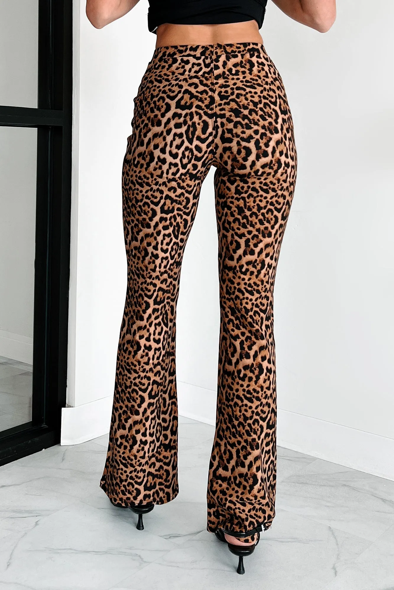 Feeling Ferocious Leopard Print Flare Pants (Leopard)