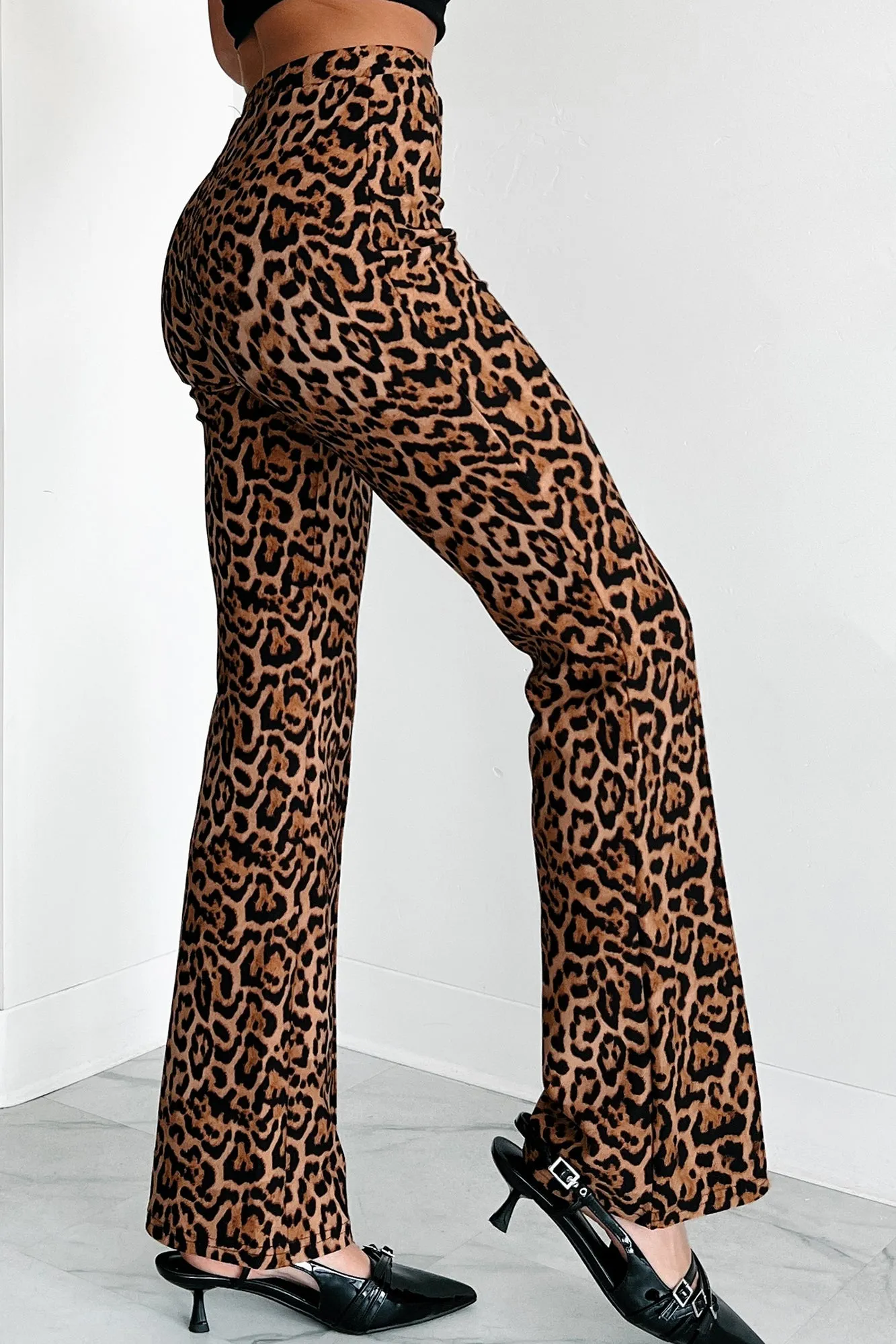 Feeling Ferocious Leopard Print Flare Pants (Leopard)