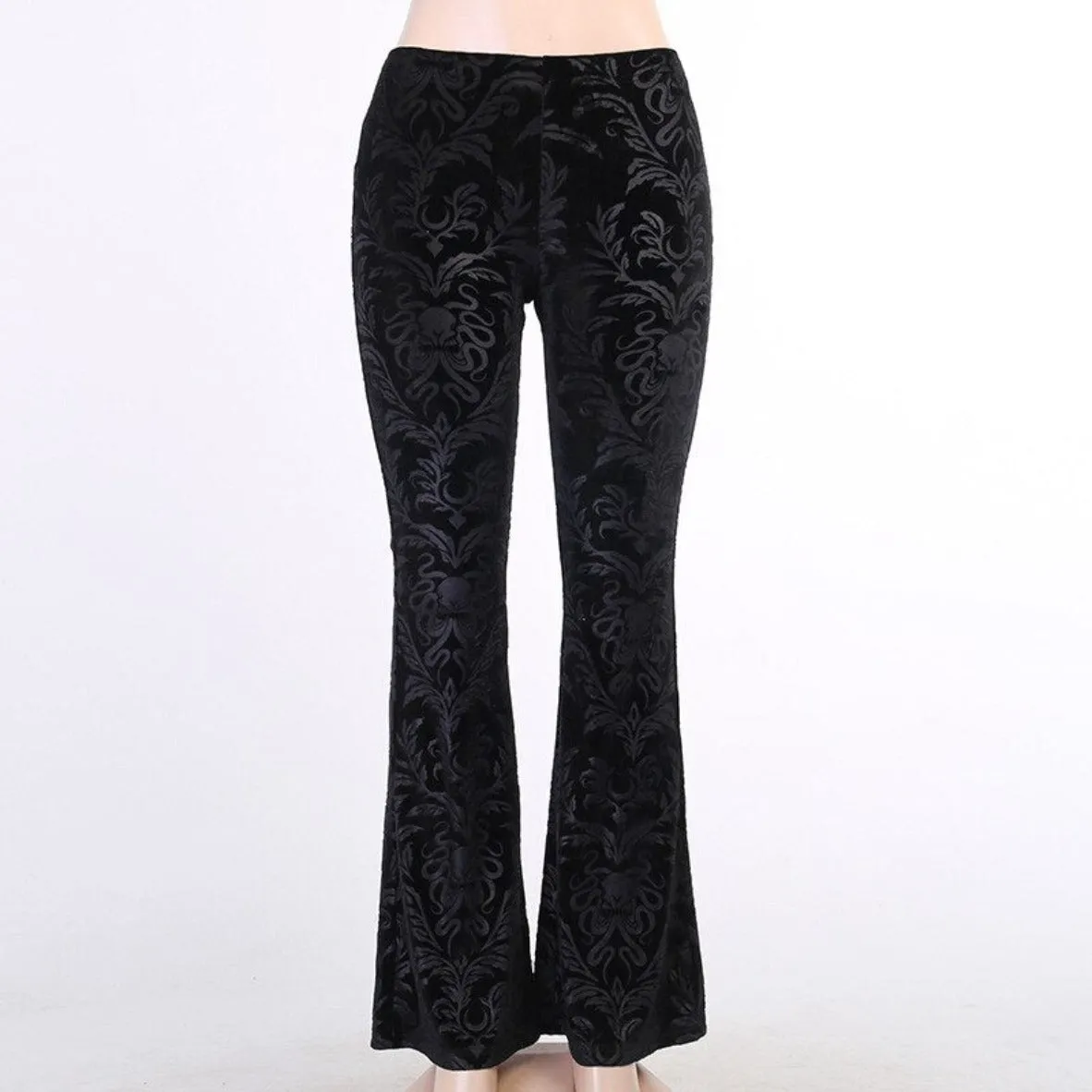 Flared Goth Embossed Velvet Pants