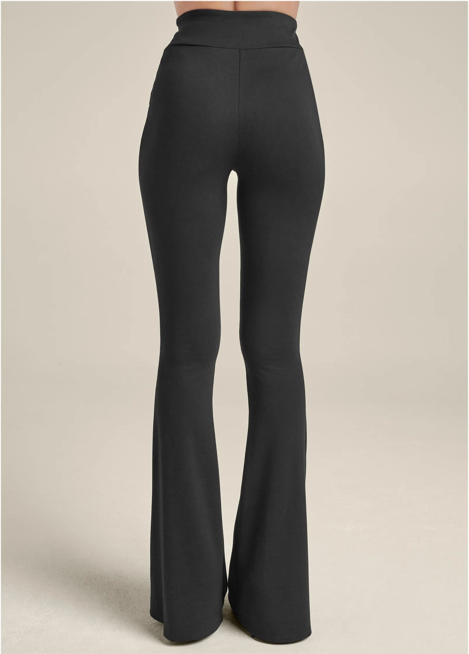 Flared Leg Ponte Pants - Black